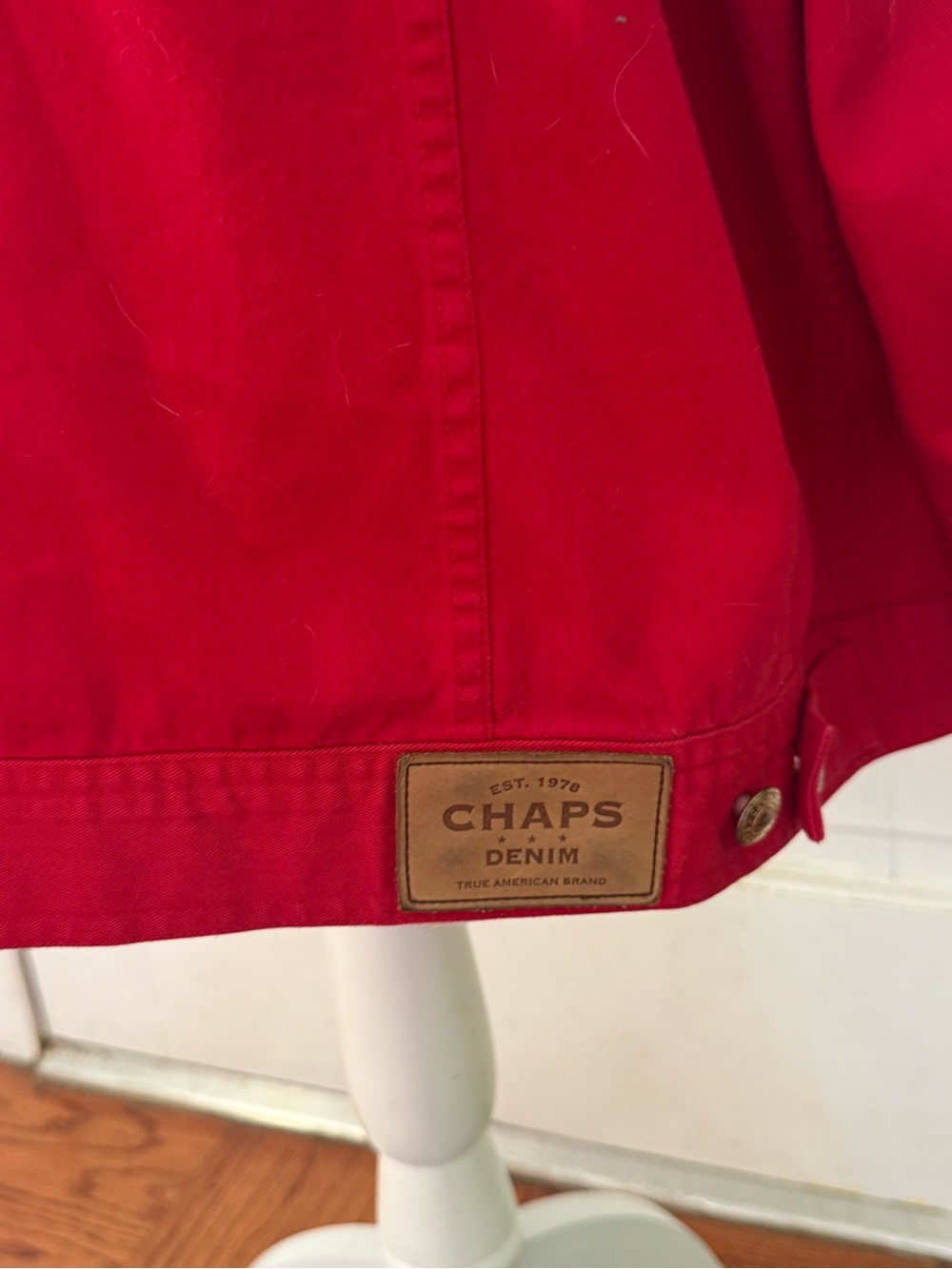 Vintage ChapsDenim Red Cotton Jacket - Picture 6 of 9